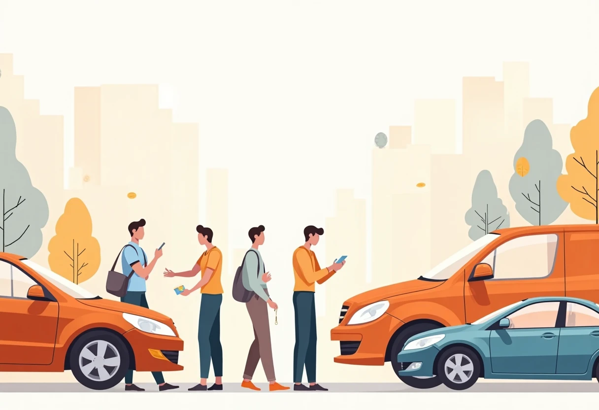 Concesionario de autos con clientes revisando opciones de financiamiento