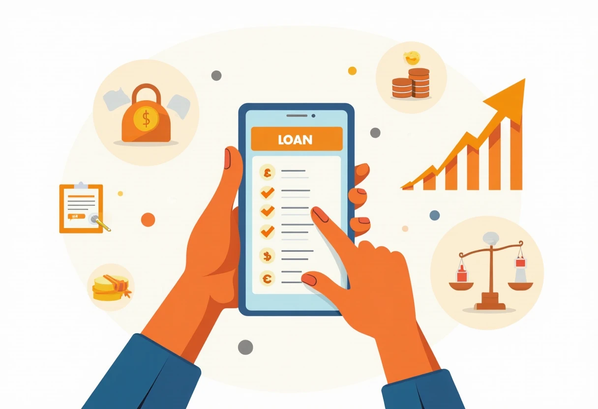 Exploring loan options on a smartphone