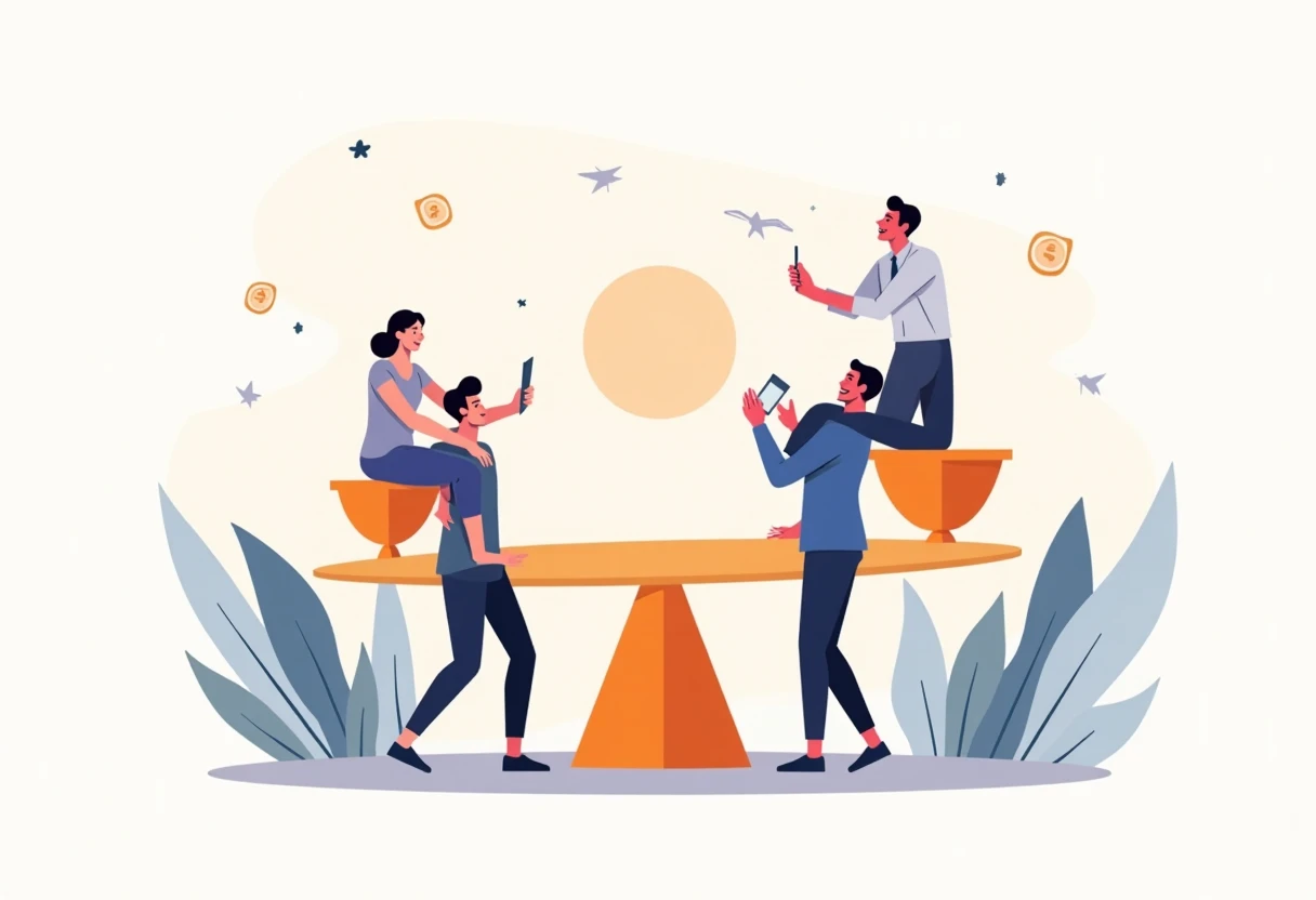 Illustration de balances représentant des choix financiers